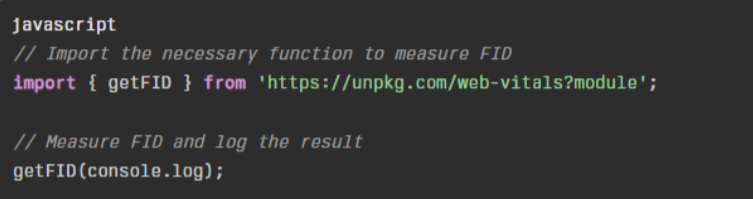 First Input Delay (FID) measure web vitals javascript Library
