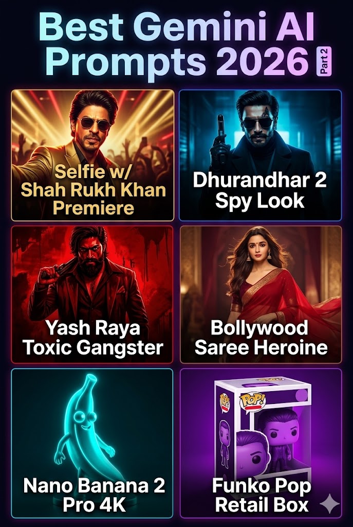 Gemini AI Prompts 2026 Part 2: Dhurandhar 2 Toxic SRK Selfies (50+ Copy Paste)