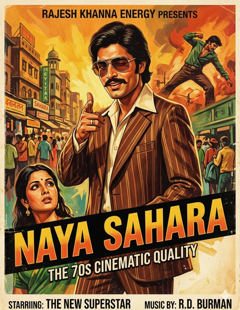 Prompt for Gemini AI retro style boy • retro Bollywood hero AI prompt