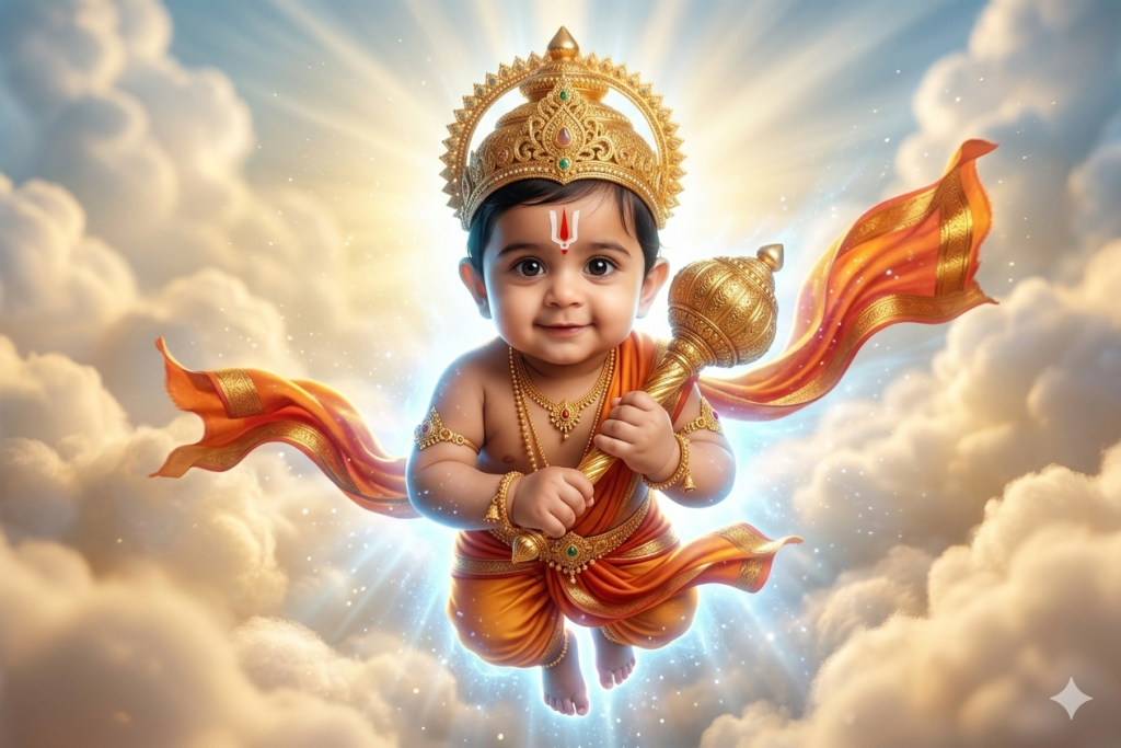 flying baby hanuman prompt