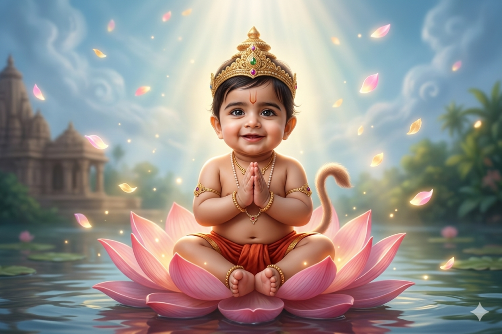 Hanuman Baby on Lotus prompt